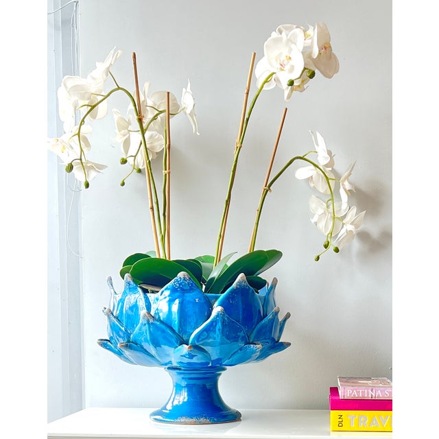 Handcrafted in Tuscany, this large Italian majolica artichoke bowl is made using a remarkably labor-intensive traditional...