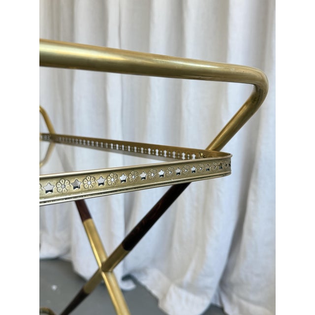 Mid-Century Modern Serving Bar Cart with Brass and Wood from Cesare Lacca, Italy, 1950s For Sale - Image 11 of 18