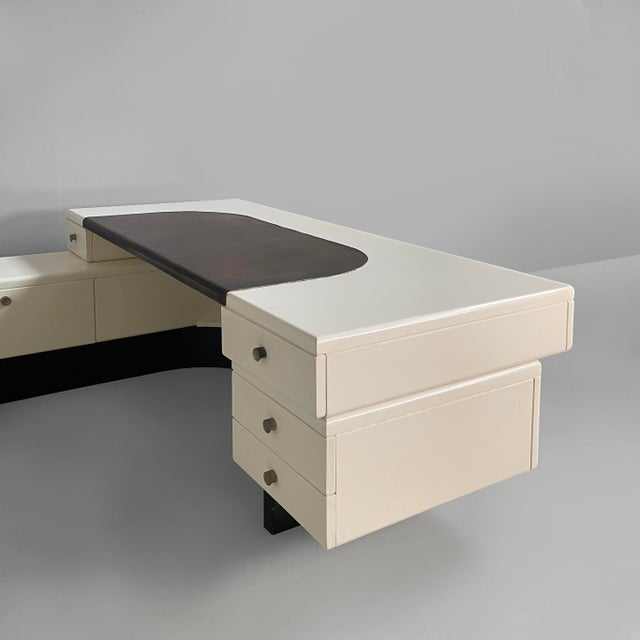 Italian Modern Wood, Steel and Leather Desk attributed by Fabio Lenci, 1970s For Sale - Image 6 of 18
