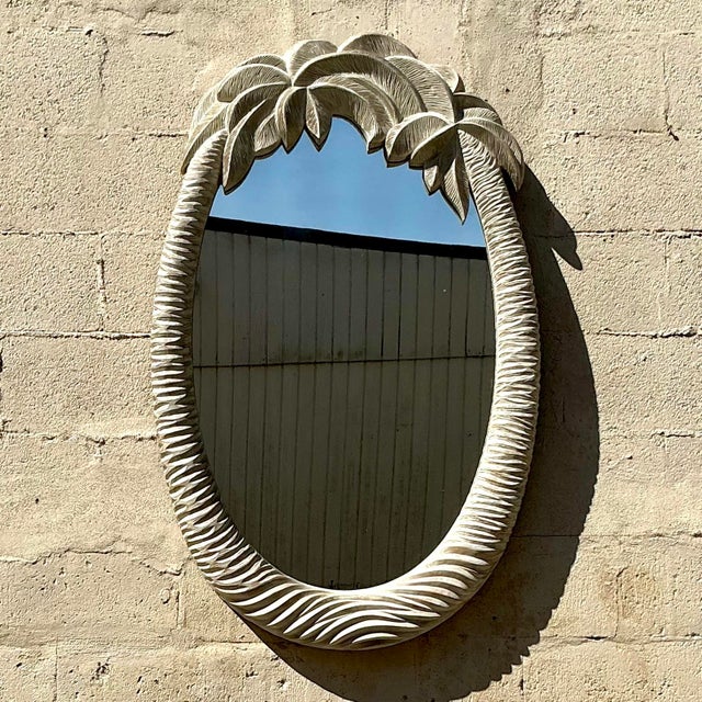 Vintage Coastal Carved Palm Tree Mirror For Sale In West Palm - Image 6 of 8