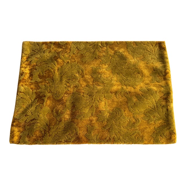 Vintage Green and Gold Velvet Damask Pillow Cover For Sale