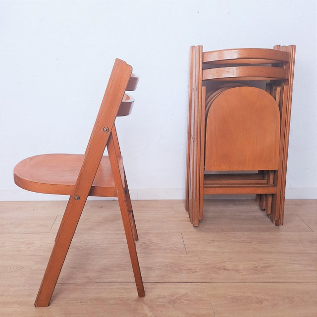 Vintage Folding Chairs, 1950s, Set of 5, in Very Good conditions. Designed 1950 to 1959