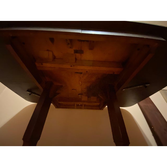 Vintage Brown Wood Versatile Drop Leaf Double Pedestal Dining Table For Sale - Image 17 of 18
