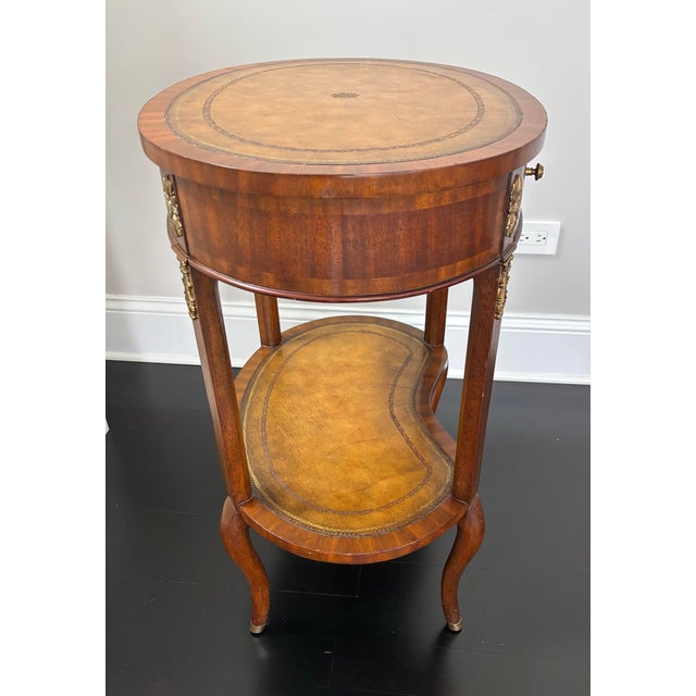 Maitland Smith Mahogany Leather Top Occasional Table Side Table For Sale - Image 10 of 12