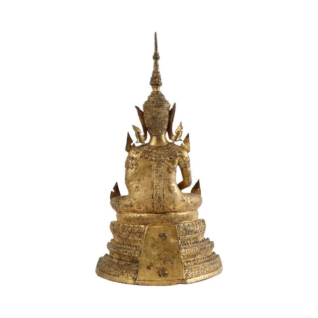Thai Artist, Large Bronze Buddha, 1800s, Bronze and Gold Leaf For Sale - Image 9 of 12