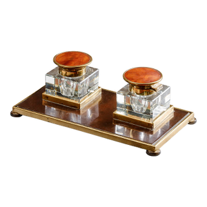 Luxury European Antique Art Deco Desk Inkwell Double Inkstand