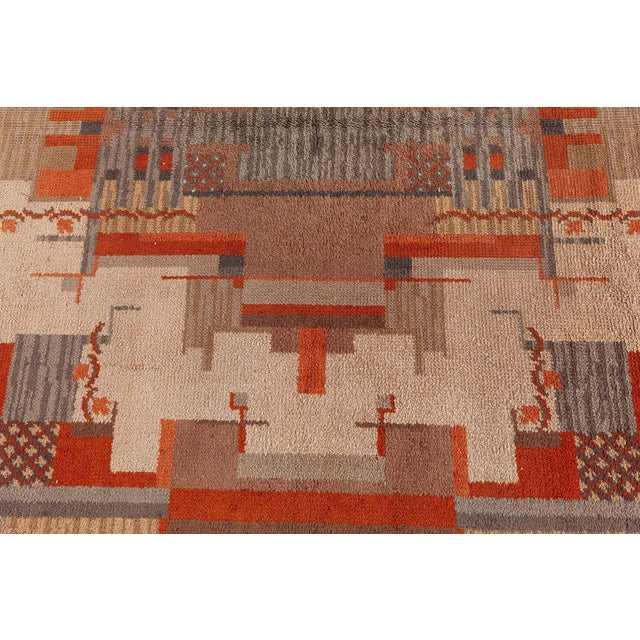 Vintage Dutch Deco Rug Size: 7'10" × 11'7" (238 × 353 cm) An exceptional example of mid-century textile artistry, this...