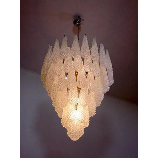 Large Italian Murano Chandelier with 52 Glass Petals Drop, 1970s, Set of 2 For Sale - Image 9 of 12
