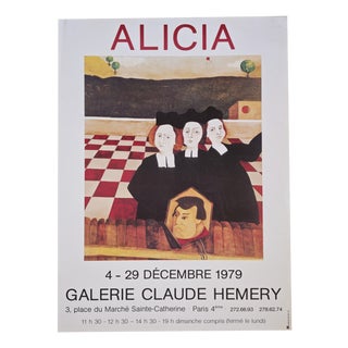 Original Surrealist Naïve Art Poster by Alicia, 1979 For Sale