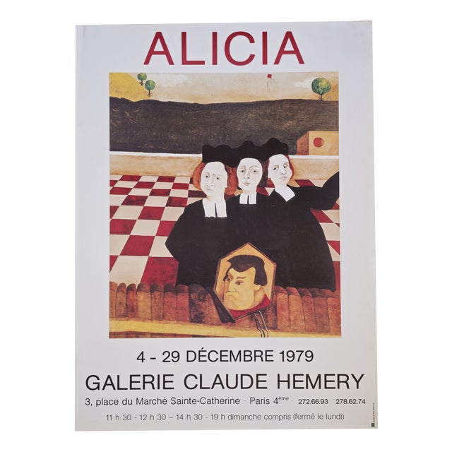 Original Surrealist Naïve Art Poster by Alicia, 1979 For Sale