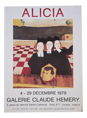 Original Surrealist Naïve Art Poster by Alicia, 1979