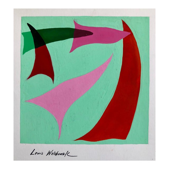 Louis Wolchonok, Abstract Expressionist Color Gouache Painting Mid Century Mod Wpa Jewish Artist For Sale