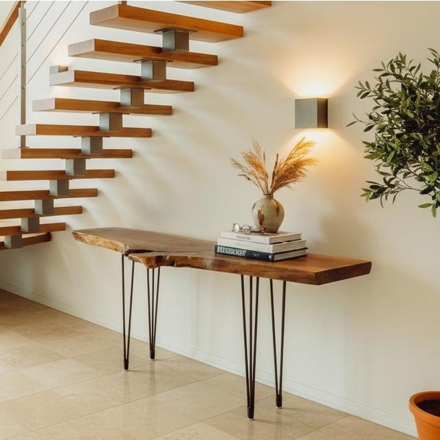 Handcrafted Live Edge Black Walnut Console Table With Hairpin Legs For Sale - Image 10 of 12