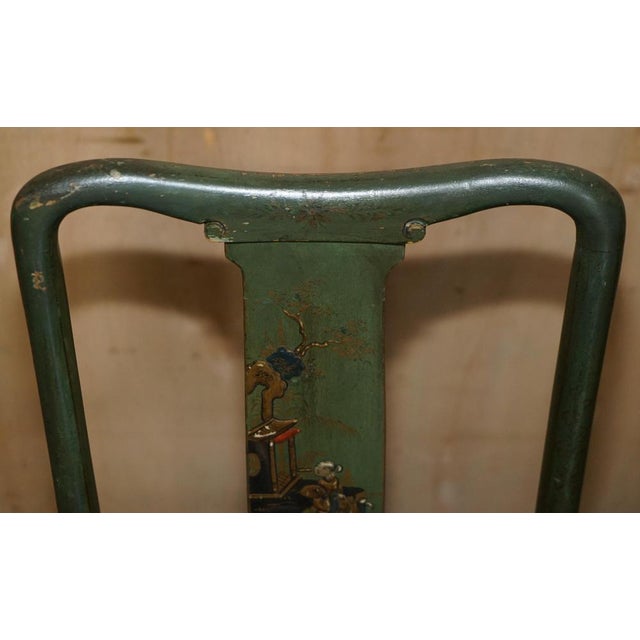 Wood Set of Vintage Chinese Green Side Chairs, 1920s For Sale - Image 7 of 18