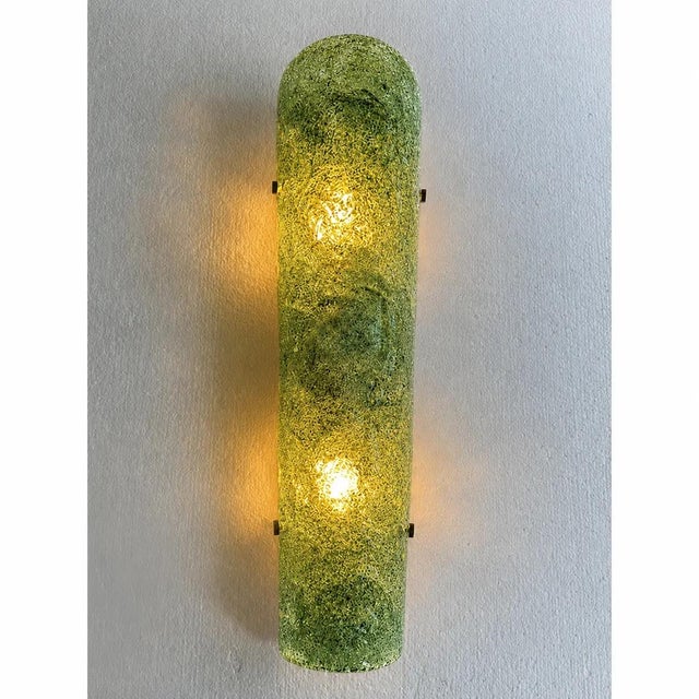 Contemporary Hammered Green Graniglia Murano Glass Wall Sconces by Simoeng from Simoeng, Set of 2 For Sale - Image 3 of 6