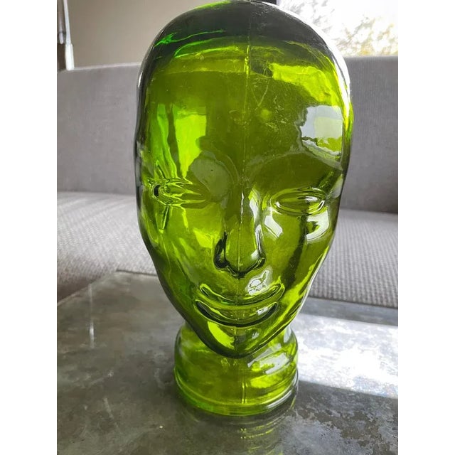 Head in Molded Glass, 1980s, in Very Good conditions. Designed 1980 to 1989