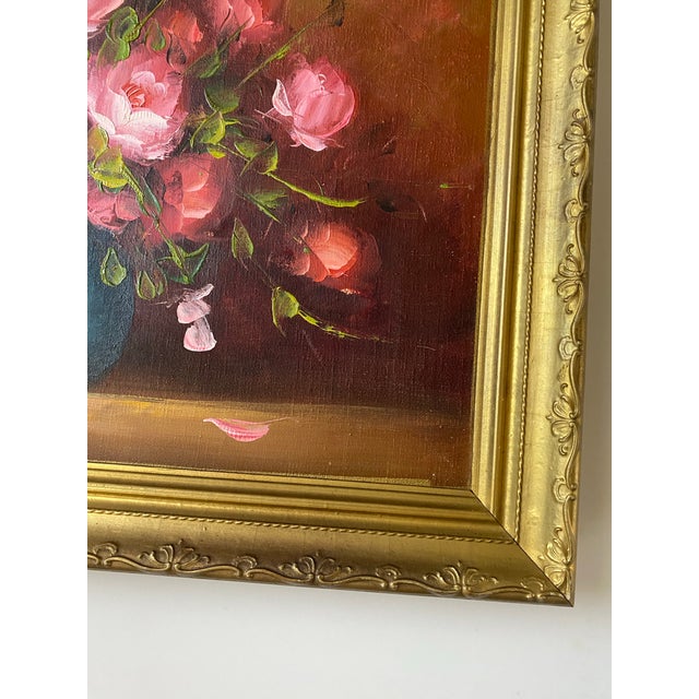Blush Vintage Original Oil Painting Still Life For Sale - Image 8 of 11