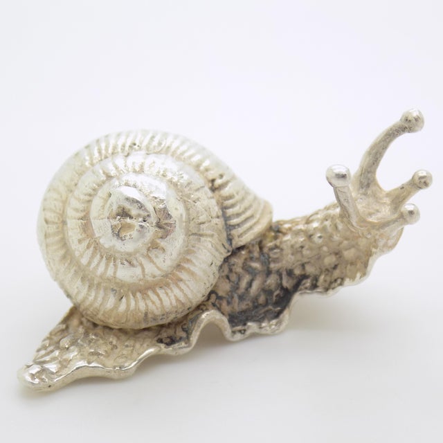 Metal Vintage Italian Handmade Genuine Silver Life Size Snail Solid Figurine, Made in Vicenza (Vi, Italy) For Sale - Image 7 of 11