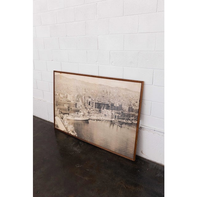 Vintage 1940's Spanish Wood Framed Photograph, Port of Barcelona For Sale - Image 10 of 11