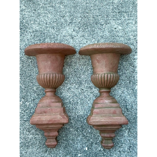 Late 20th Century Vintage Fluted Urn Wall Pockets - A Pair For Sale - Image 5 of 12