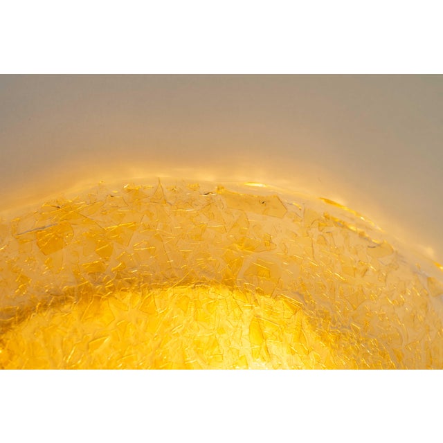 Clear and Golden Murano Glass Flush Mount with Brass Base from Sylcom Lighting, 1990s For Sale - Image 12 of 18