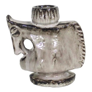 Mid Century Pottery Candleholder For Sale