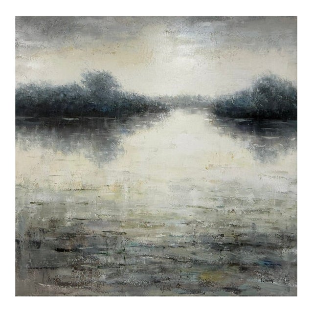 Atmospheric Abstract Water Scene - Large Square Canvas For Sale