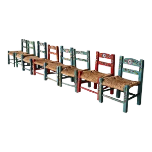 Mexican Folk Art Children's Chair Collection of 8