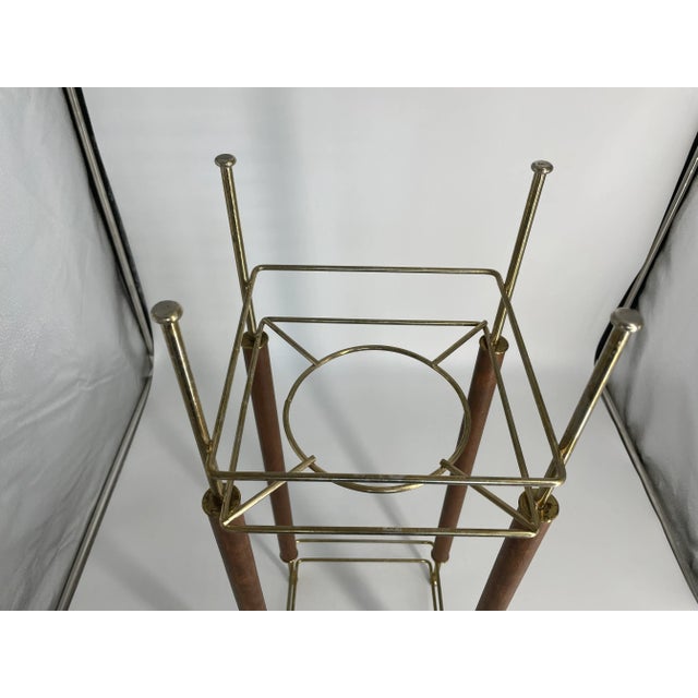 Early 20th Century Art Deco Brass and Wood Plant Stand For Sale - Image 5 of 7