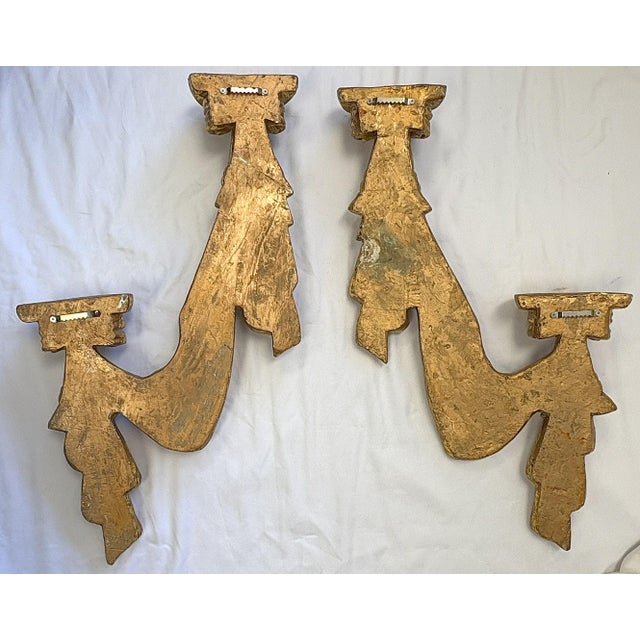 Vintage Hollywood Regency Style Dorothy Draper Inspired Swag & Tassel Double Shelf Wall Brackets- A Pair For Sale - Image 11 of 12