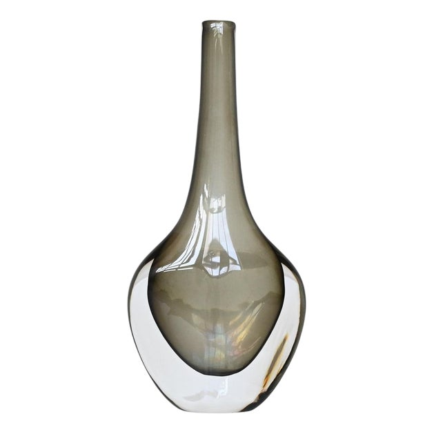 Black Glass Sommerso Vase by Nils Landberg for Orrefors, Sweden, 1950s For Sale