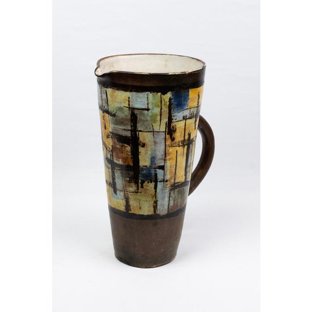 Large Stoneware Orangeade Pitcher by Alexandre Kostanda for Vallauris, 1950s For Sale - Image 9 of 13