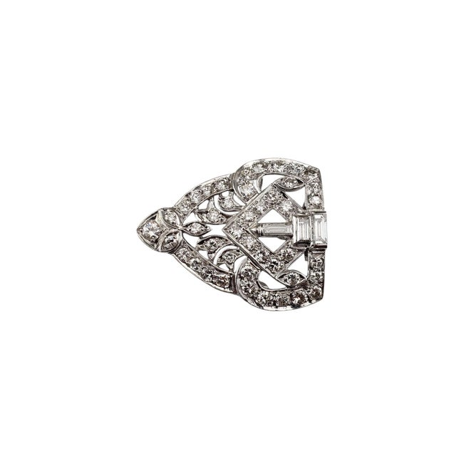 Platinum/Palladium and Diamond Brooch/Pendant- This platinum and diamond piece seamlessly blends vintage elegance with...