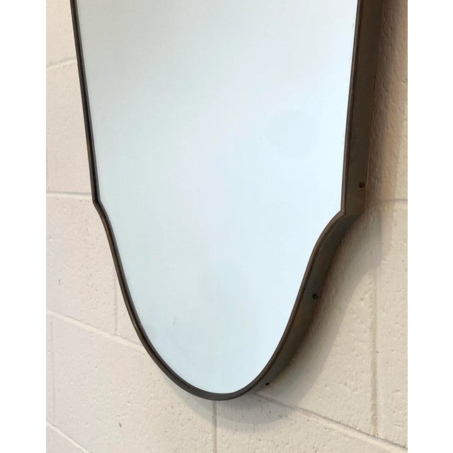 Brown Mirror in Brass in the style of Gio Ponti, 1950s For Sale - Image 8 of 11
