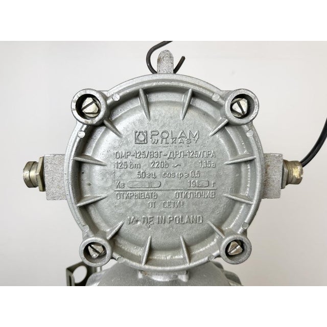 Large Industrial Cast Aluminium Cage Pendant Light from Polam Wilkasy, 1970s For Sale - Image 11 of 18