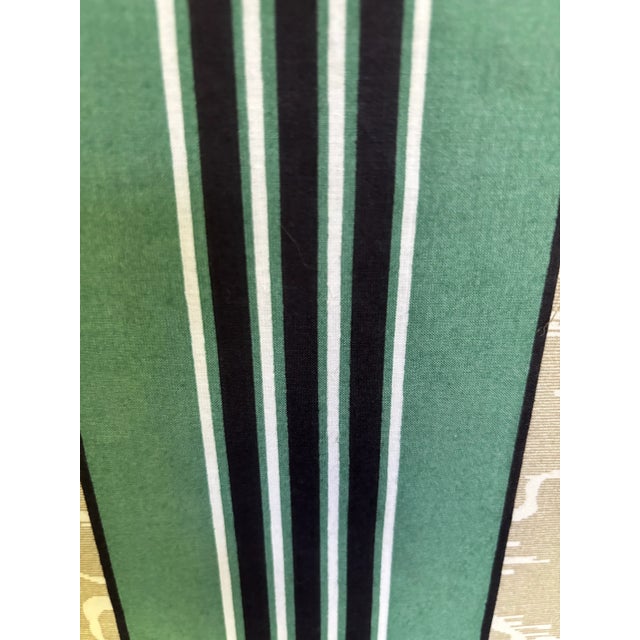 6 Yards of Green and Black Stripe Fabric With Tan Accents. For Sale - Image 4 of 5