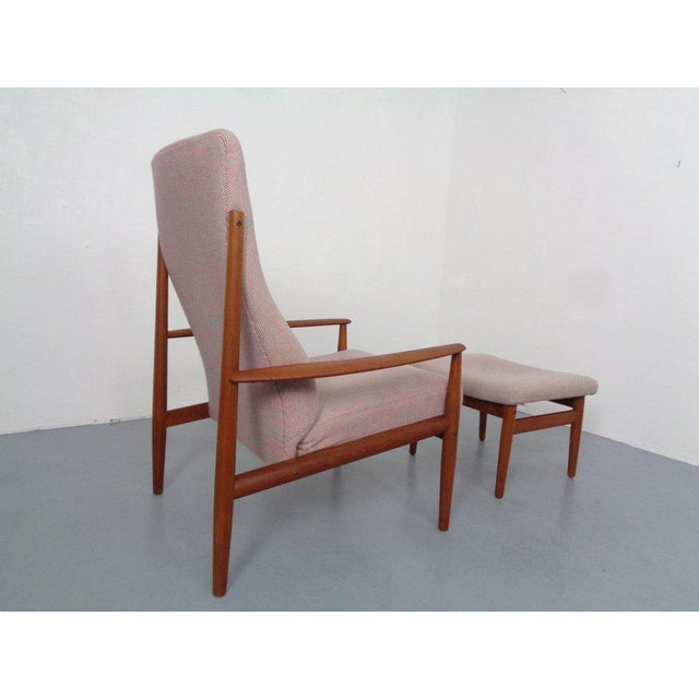 Wood Set of Teak High-Back Chair and Ottoman by Grete Jalk for France & Son, Denmark, 1960s For Sale - Image 7 of 18