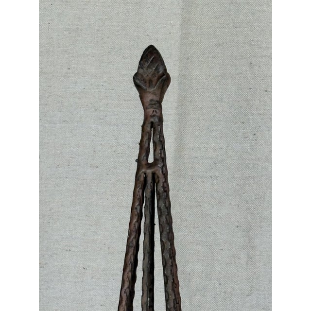 Metal Mid 20th Century Hand‑Forged Wrought Iron Garden Obelisk / Trellis For Sale - Image 7 of 8