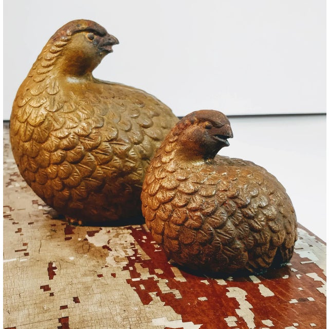 Brown Mid Century Quail Bird Figurines Pair For Sale - Image 8 of 12