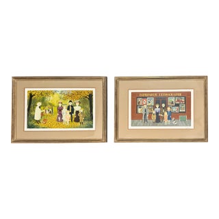 Late 20th Century Pair of Fernand Boilauges Signed Limited Edition Serigraphs, Framed For Sale