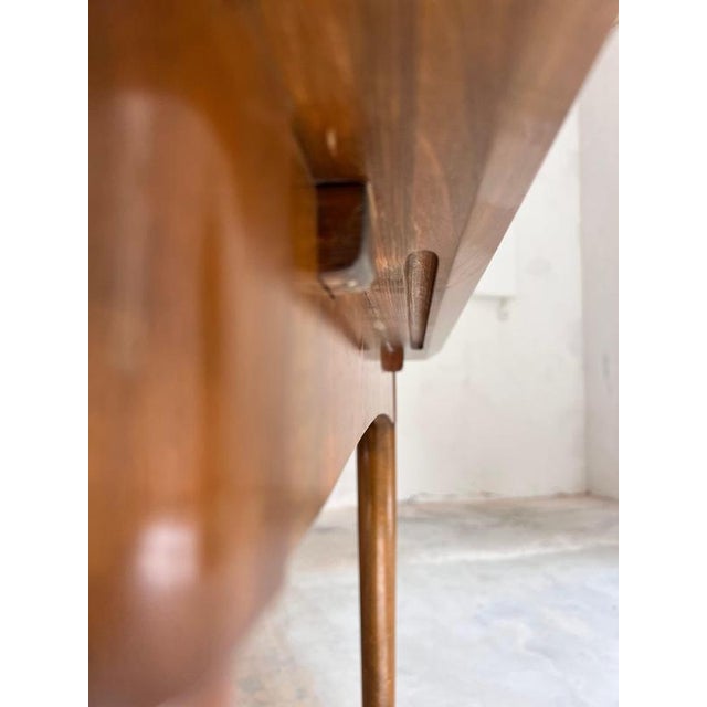 Extendable Dining Table with Teak Tabletop and Walnut Frame For Sale - Image 10 of 11