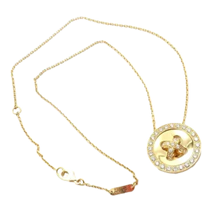 Van Cleef & Arpels 18k Yellow Gold Diamond Button Pendant Necklace