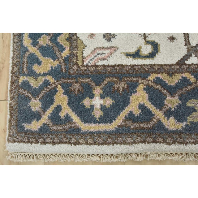 Ivory Oushak Rug 3’1” X 5’1” Ivory Wool Tribal Hand-Knotted Oriental Carpet For Sale - Image 8 of 11