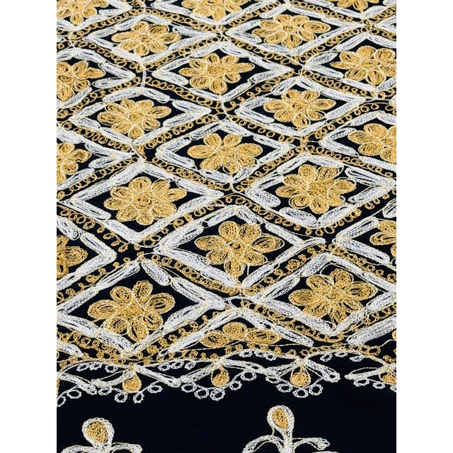 White Navy Mid 20th Century Never Used Ghabani Embroidered Tablecloth For Sale - Image 8 of 9