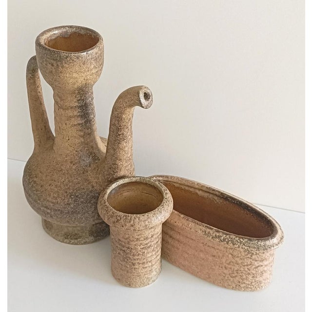 Mid-Century Wabi-Sabi Style Handmade Ceramics Set by Marius Van Woerden, the Netherlands, 1960s, Set of 3 For Sale - Image 6 of 15