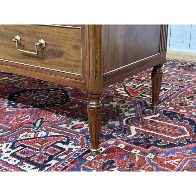 Louis XVI Mahogany Chest of Drawers with Marble Top, 1950s For Sale - Image 3 of 18