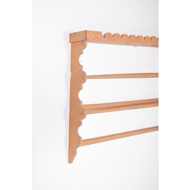 Rustic Rustic Portuguese Yellow Wooden Plate Rack, 1950 For Sale - Image 3 of 8
