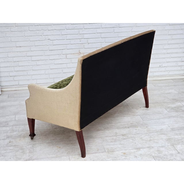 Danish Ash Wood Two-Seater Sofa with Velour Upholstery, 1930s For Sale - Image 6 of 18