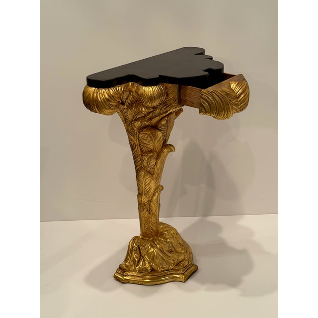 Small Giltwood & Black Laquer Consoles in the Manner of Serge Roche For Sale - Image 9 of 14