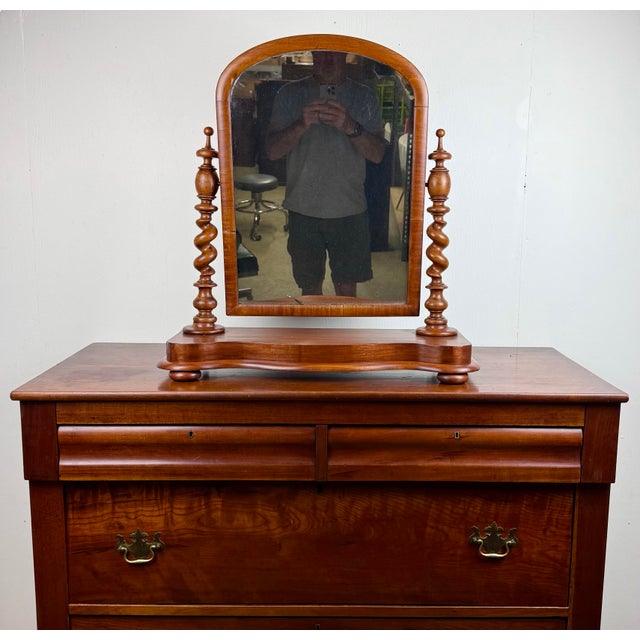 19th Century Antique Mahogany Barley Twist Tabletop Gentlemen’s Shaving / Vanity Mirror For Sale - Image 12 of 12